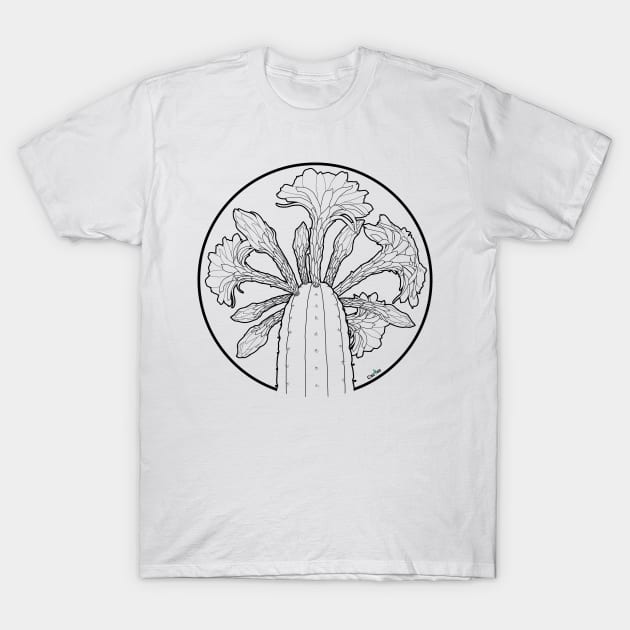 Trichocereus Flowering Spiral T-Shirt by Cactee